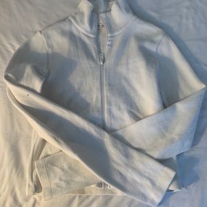 Brandy Melville white ribbed zipper shirt